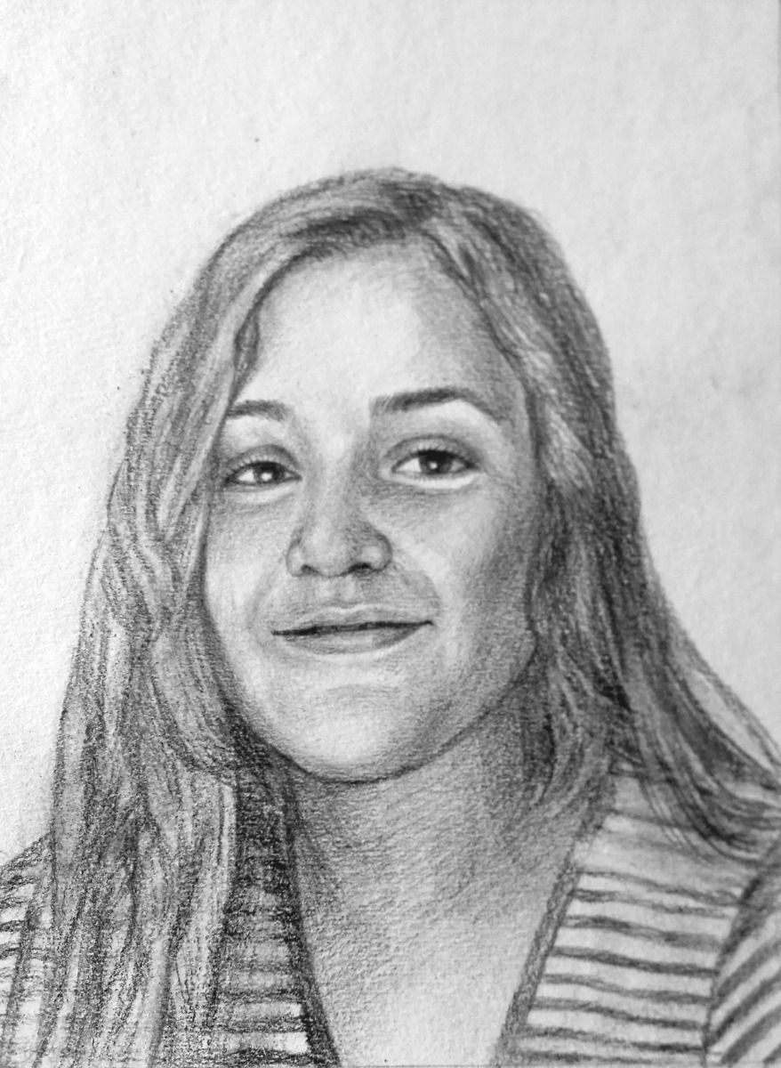 A personalized gift for her: A pencil sketch style portrait of a girl with long hair.