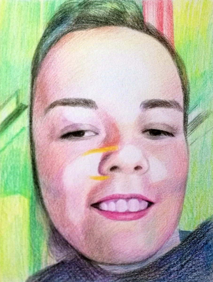 A bespoke colored pencil drawing of a smiling boy.