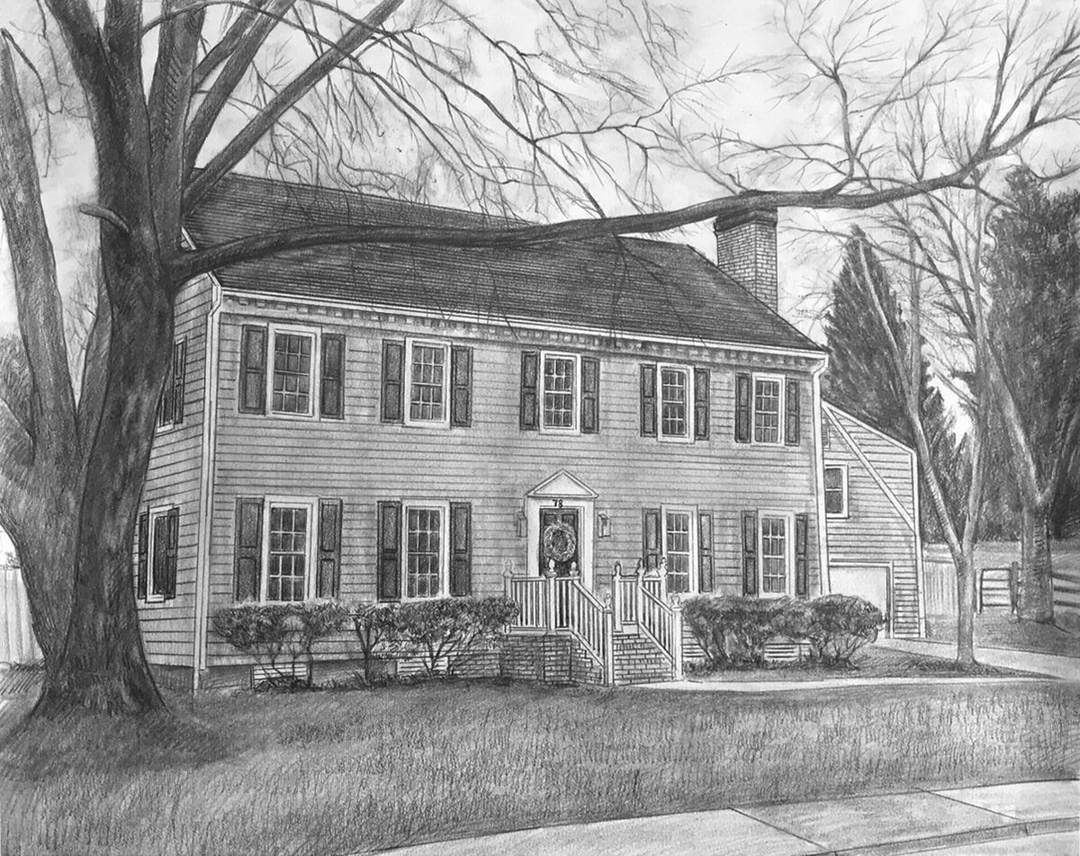 A pencil sketchy style drawing of a house.