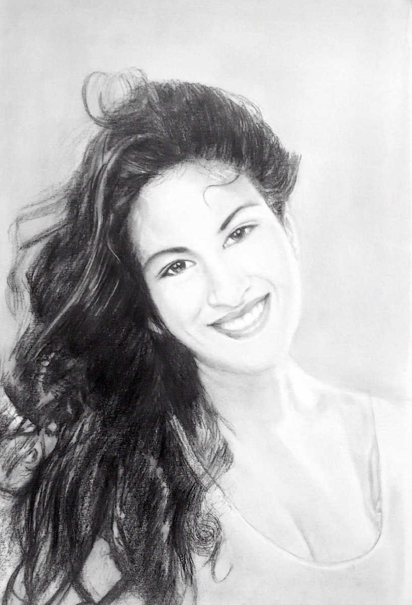 A smooth-style pencil drawing of a woman with long hair, perfect for art enthusiasts on Valentine's Day.