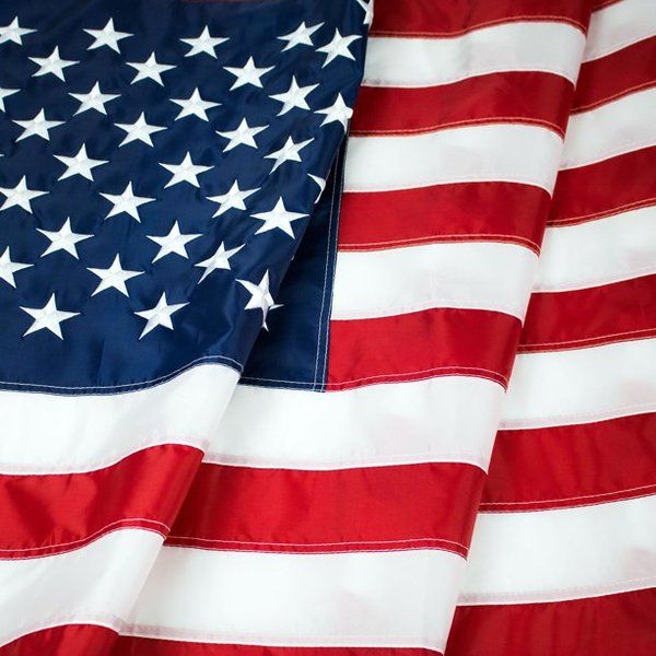 A close up image of an american flag.
