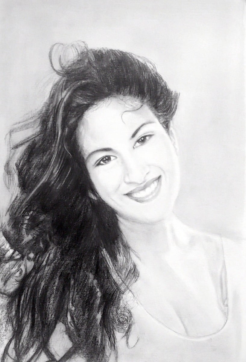 A smooth style pencil drawing of a woman with long hair, perfect as a gift for her.