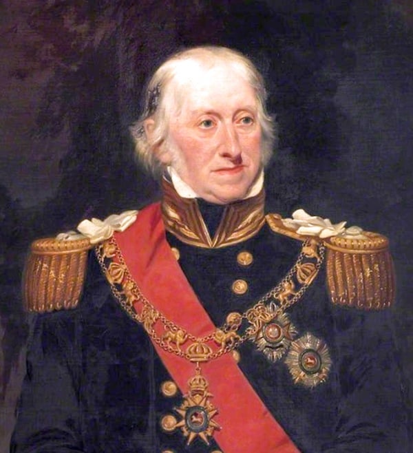 A painting of a man in a military uniform.
