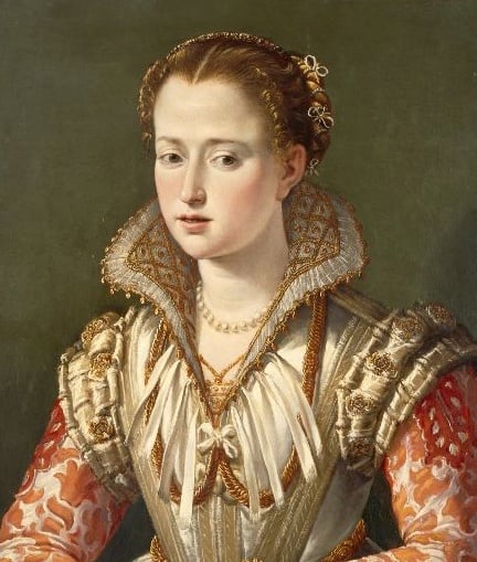 A painting of a woman in an ornate dress.