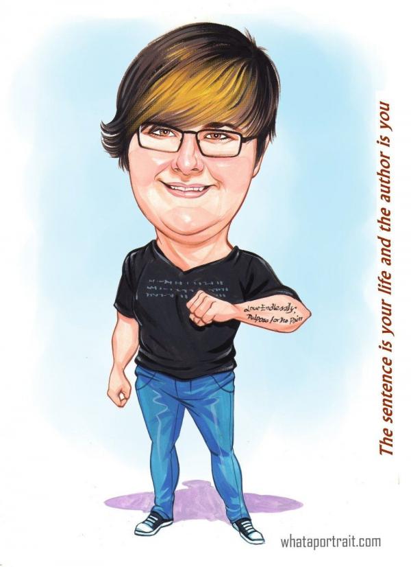 Show Support for Project Semicolon, Amy Bleuel with a Caricature